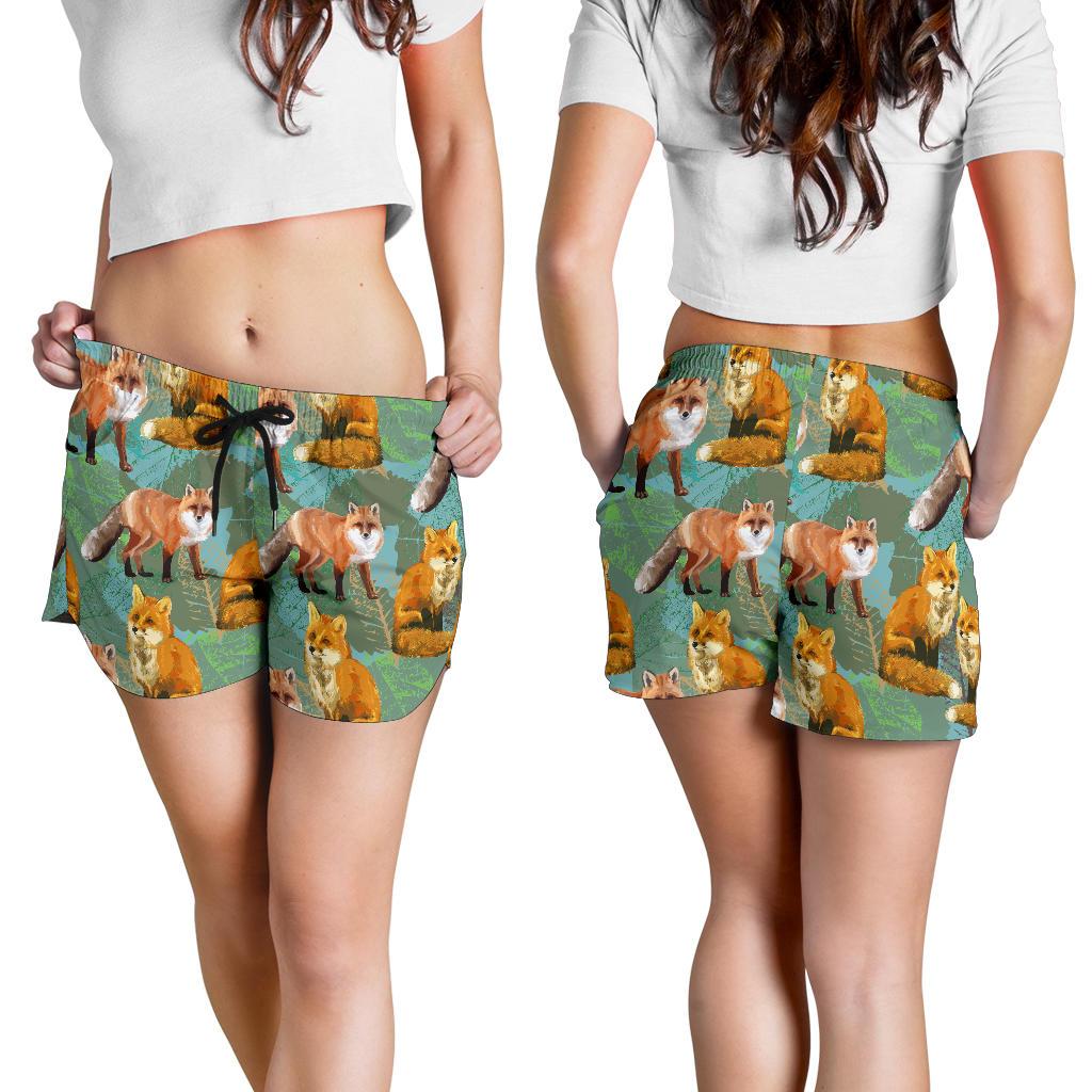 Fox Autumn leaves Themed Women Shorts-JTAMIGO.COM