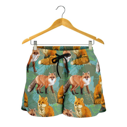 Fox Autumn leaves Themed Women Shorts-JTAMIGO.COM