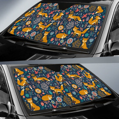 Fox Cute Jungle Print Pattern Car Sun Shade For Windshield