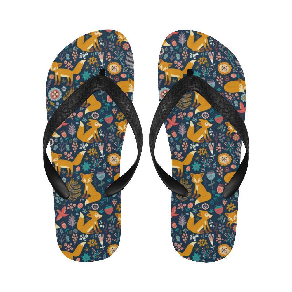 Fox Cute Jungle Print Pattern Flip Flops-JTAMIGO.COM