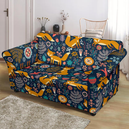Fox Cute Jungle Print Pattern Loveseat Slipcover-JTAMIGO.COM