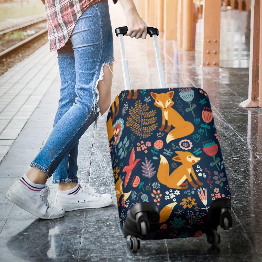 Fox Cute Jungle Print Pattern Luggage Cover Protector