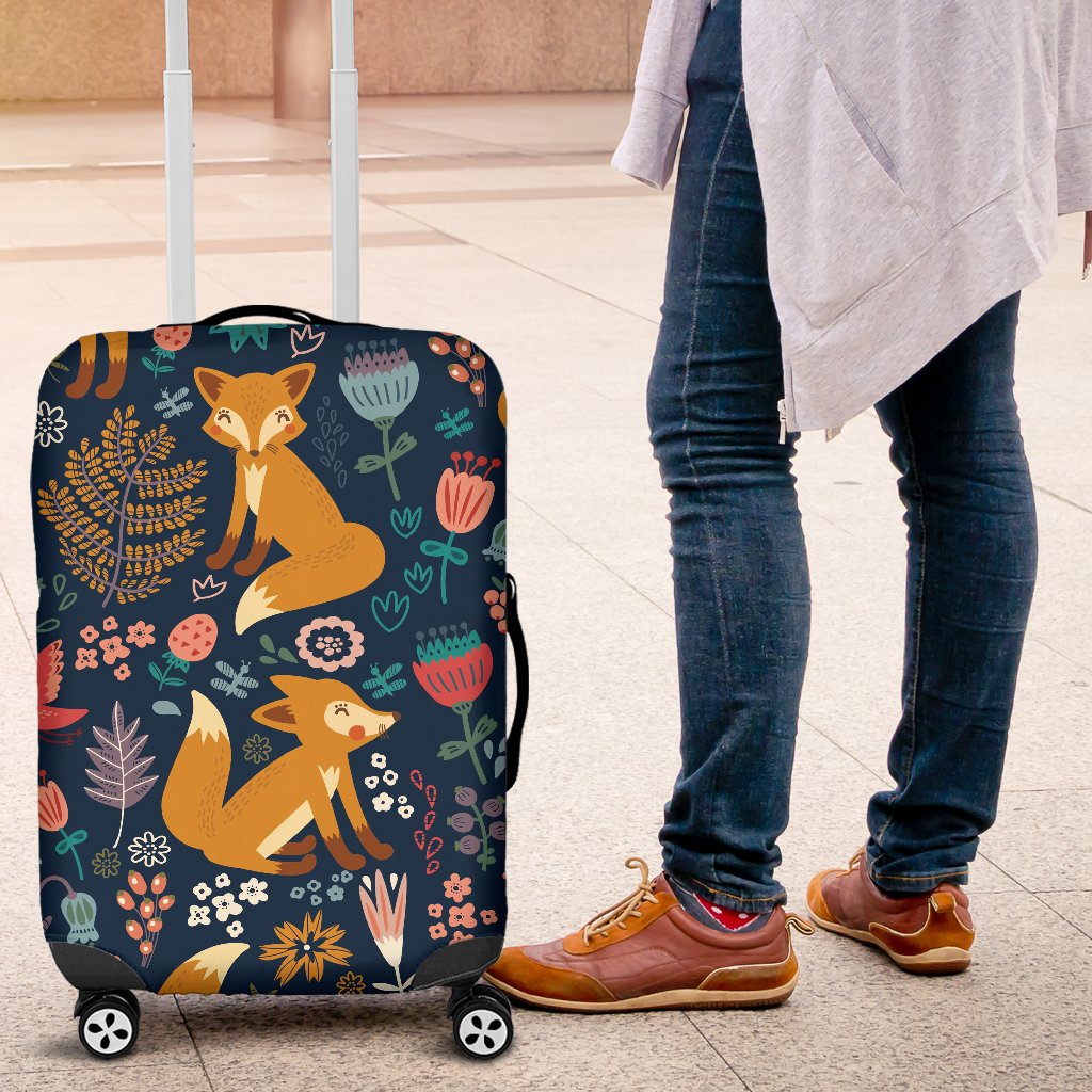Fox Cute Jungle Print Pattern Luggage Cover Protector