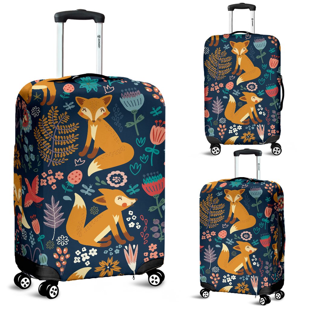 Fox Cute Jungle Print Pattern Luggage Cover Protector