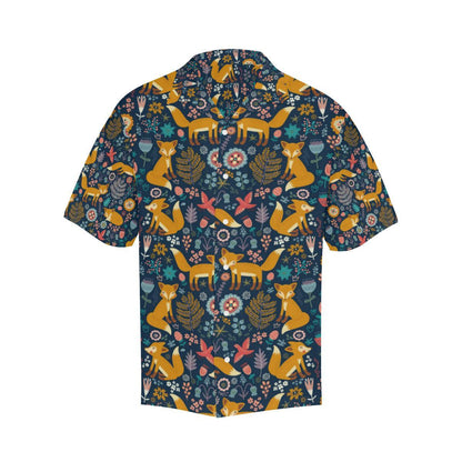 Fox Cute Jungle Print Pattern Men Aloha Hawaiian Shirt