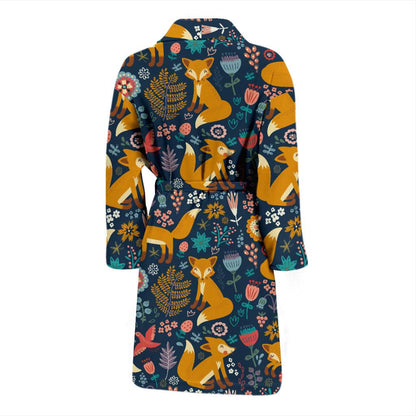 Fox Cute Jungle Print Pattern Men Bath Robe-JTAMIGO.COM