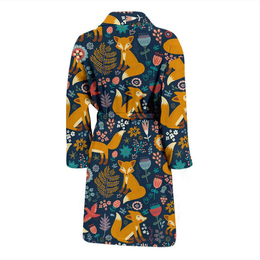 Fox Cute Jungle Print Pattern Men Bath Robe-JTAMIGO.COM