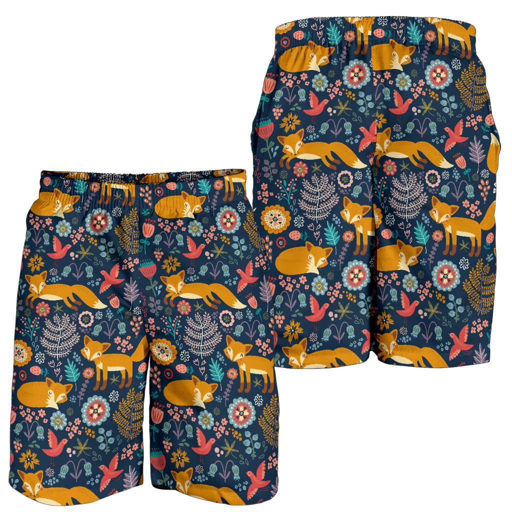 Fox Cute Jungle Print Pattern Mens Shorts-JTAMIGO.COM