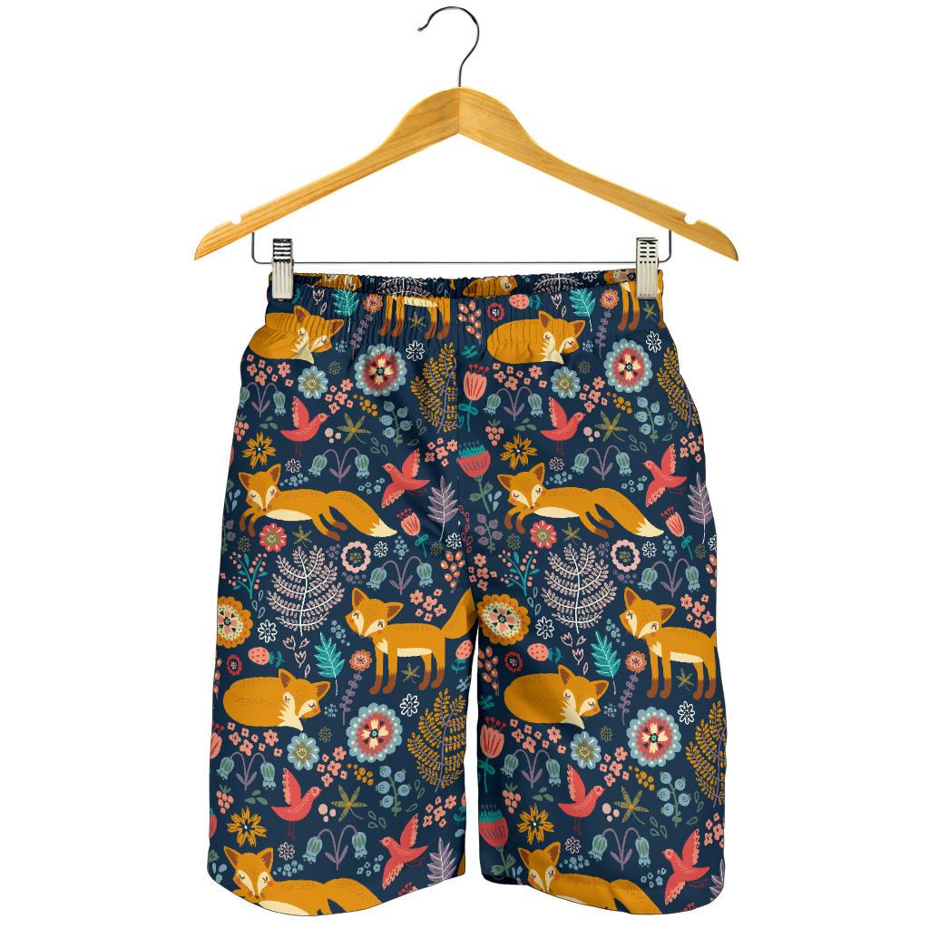 Fox Cute Jungle Print Pattern Mens Shorts-JTAMIGO.COM