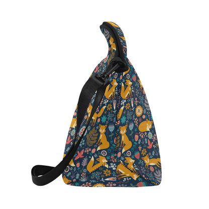 Fox Cute Jungle Print Pattern Neoprene Lunch Bag (Model 1669)(Large)-JTAMIGO.COM