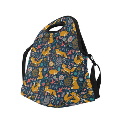 Fox Cute Jungle Print Pattern Neoprene Lunch Bag (Model 1669)(Large)-JTAMIGO.COM