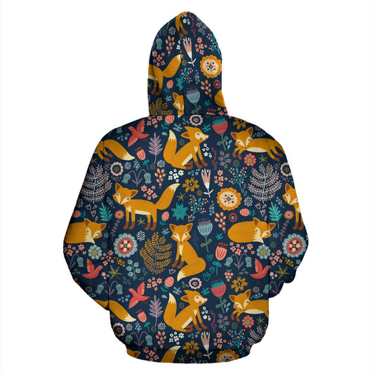 Fox Cute Jungle Print Pattern Pullover Hoodie