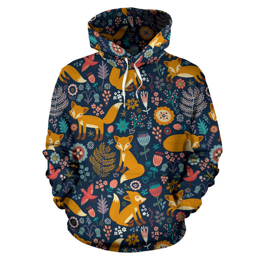 Fox Cute Jungle Print Pattern Pullover Hoodie