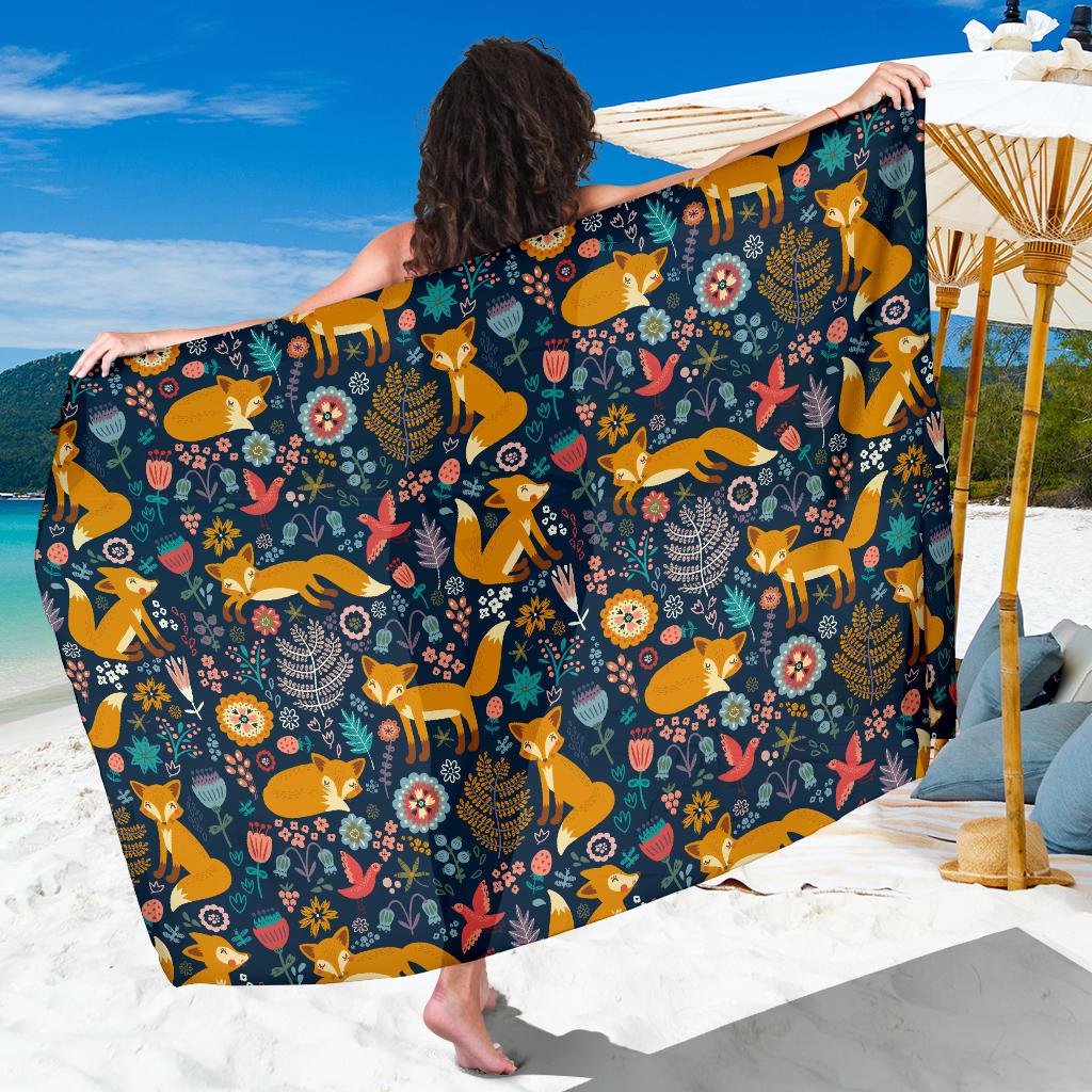 Fox Cute Jungle Print Pattern Sarong Pareo Wrap