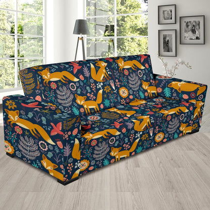 Fox Cute Jungle Print Pattern Sofa Slipcover-JTAMIGO.COM