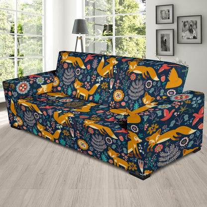 Fox Cute Jungle Print Pattern Sofa Slipcover-JTAMIGO.COM