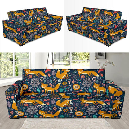 Fox Cute Jungle Print Pattern Sofa Slipcover-JTAMIGO.COM
