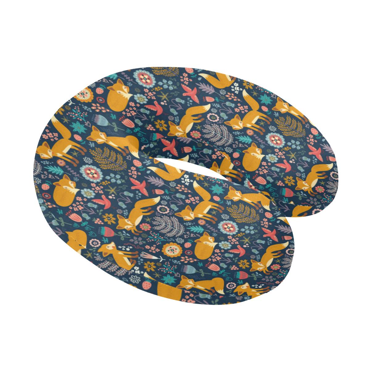 Fox Cute Jungle Print Pattern U-Shaped Travel Neck Pillow-JTAMIGO.COM