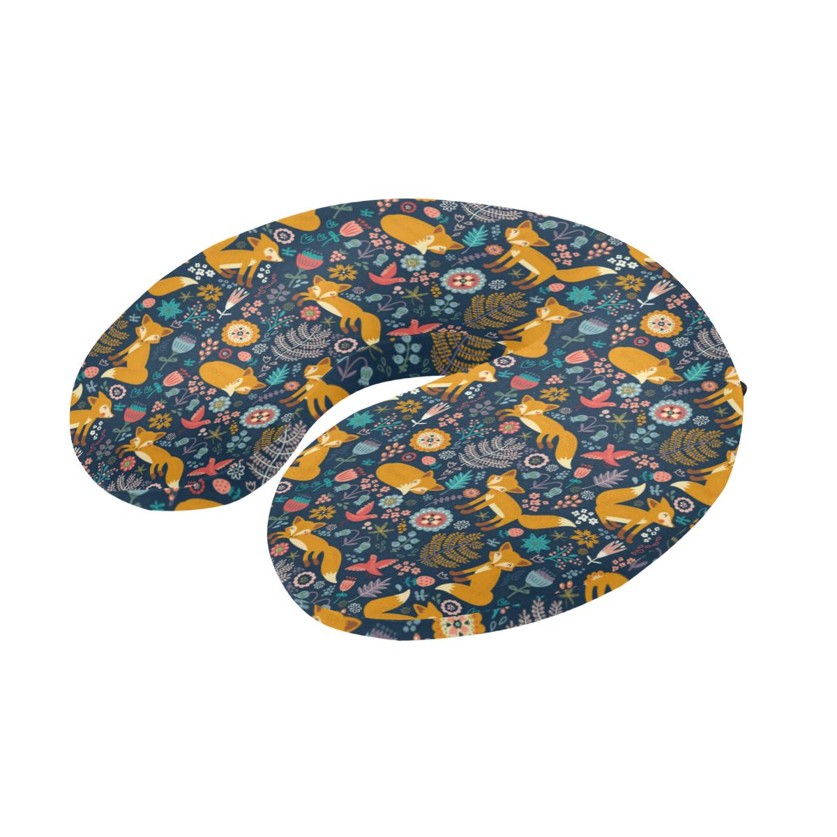 Fox Cute Jungle Print Pattern U-Shaped Travel Neck Pillow-JTAMIGO.COM