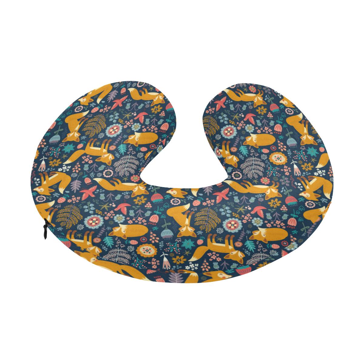 Fox Cute Jungle Print Pattern U-Shaped Travel Neck Pillow-JTAMIGO.COM