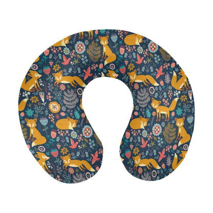 Fox Cute Jungle Print Pattern U-Shaped Travel Neck Pillow-JTAMIGO.COM