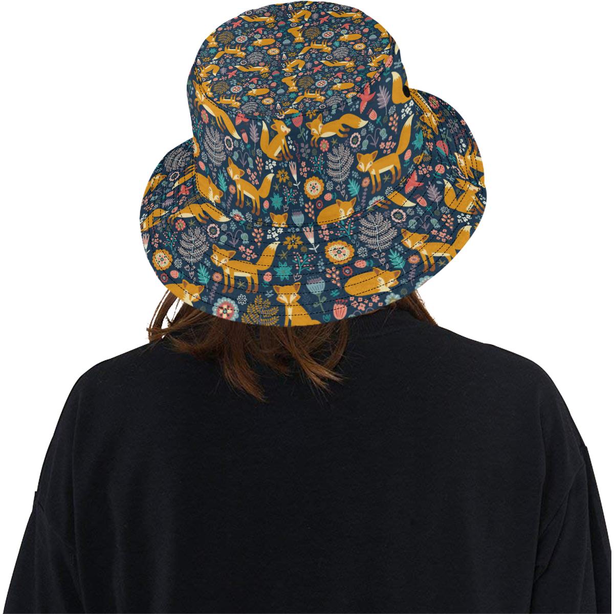 Fox Cute Jungle Print Pattern Unisex Bucket Hat