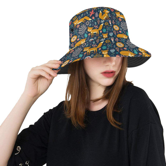 Fox Cute Jungle Print Pattern Unisex Bucket Hat