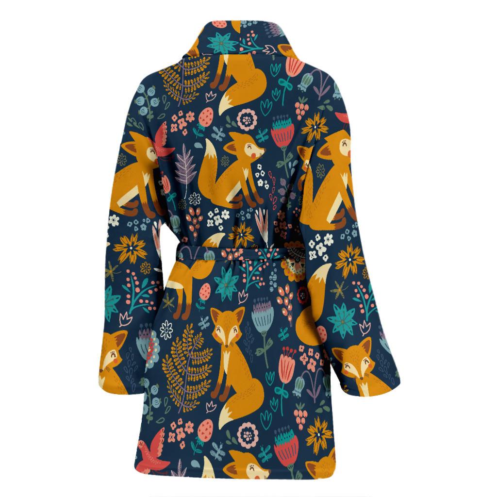 Fox Cute Jungle Print Pattern Women Bath Robe-JTAMIGO.COM
