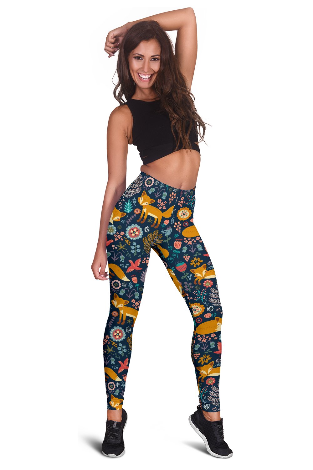 Fox Cute Jungle Print Pattern Women Leggings