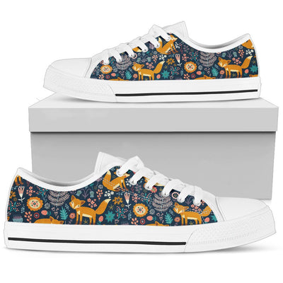 Fox Cute Jungle Print Pattern Women Low Top Shoes