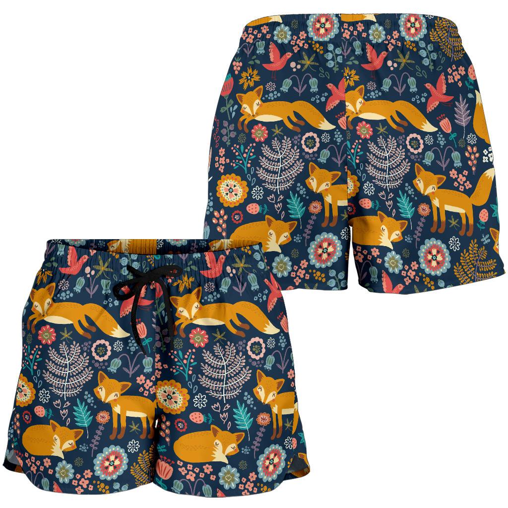 Fox Cute Jungle Print Pattern Women Shorts-JTAMIGO.COM