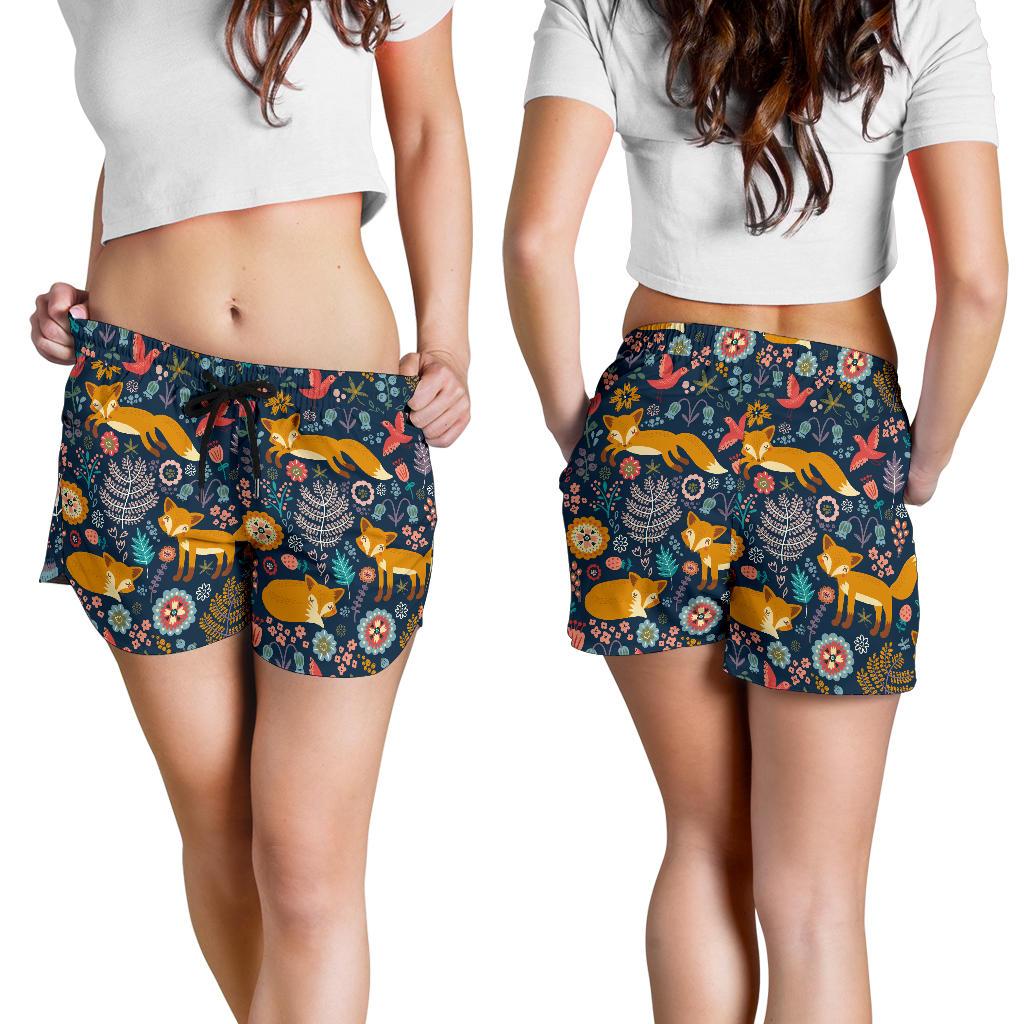 Fox Cute Jungle Print Pattern Women Shorts-JTAMIGO.COM