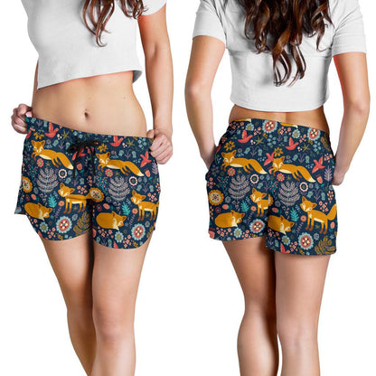Fox Cute Jungle Print Pattern Women Shorts-JTAMIGO.COM