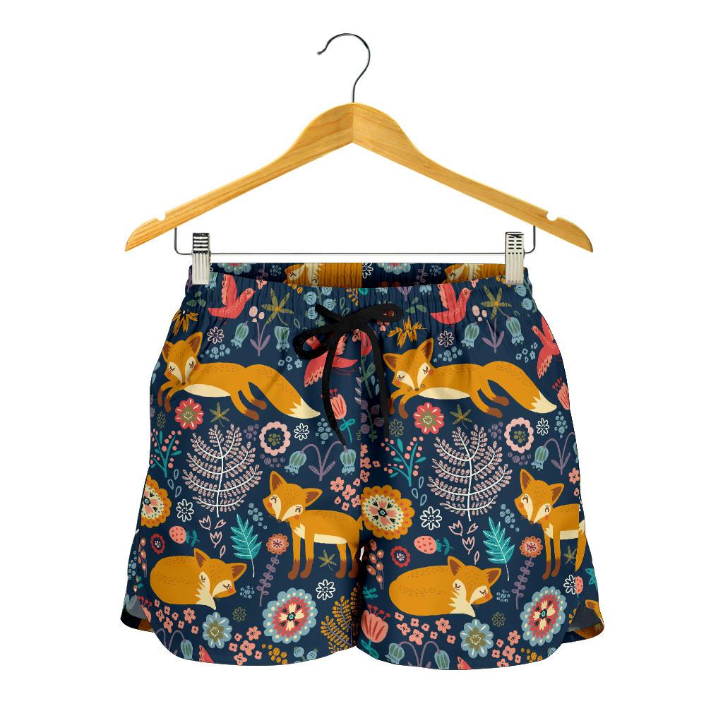 Fox Cute Jungle Print Pattern Women Shorts-JTAMIGO.COM
