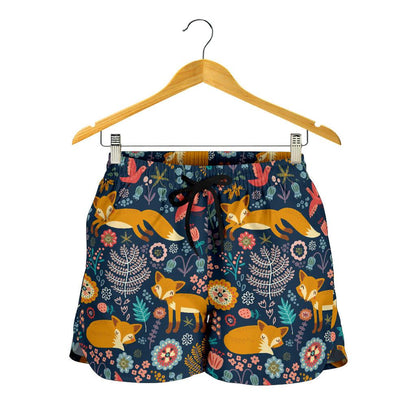 Fox Cute Jungle Print Pattern Women Shorts-JTAMIGO.COM