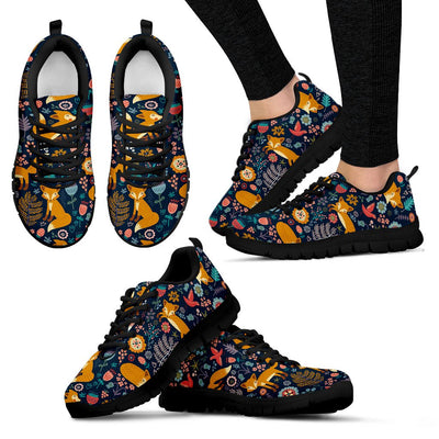 Fox Cute Jungle Print Pattern Women Sneakers Shoes