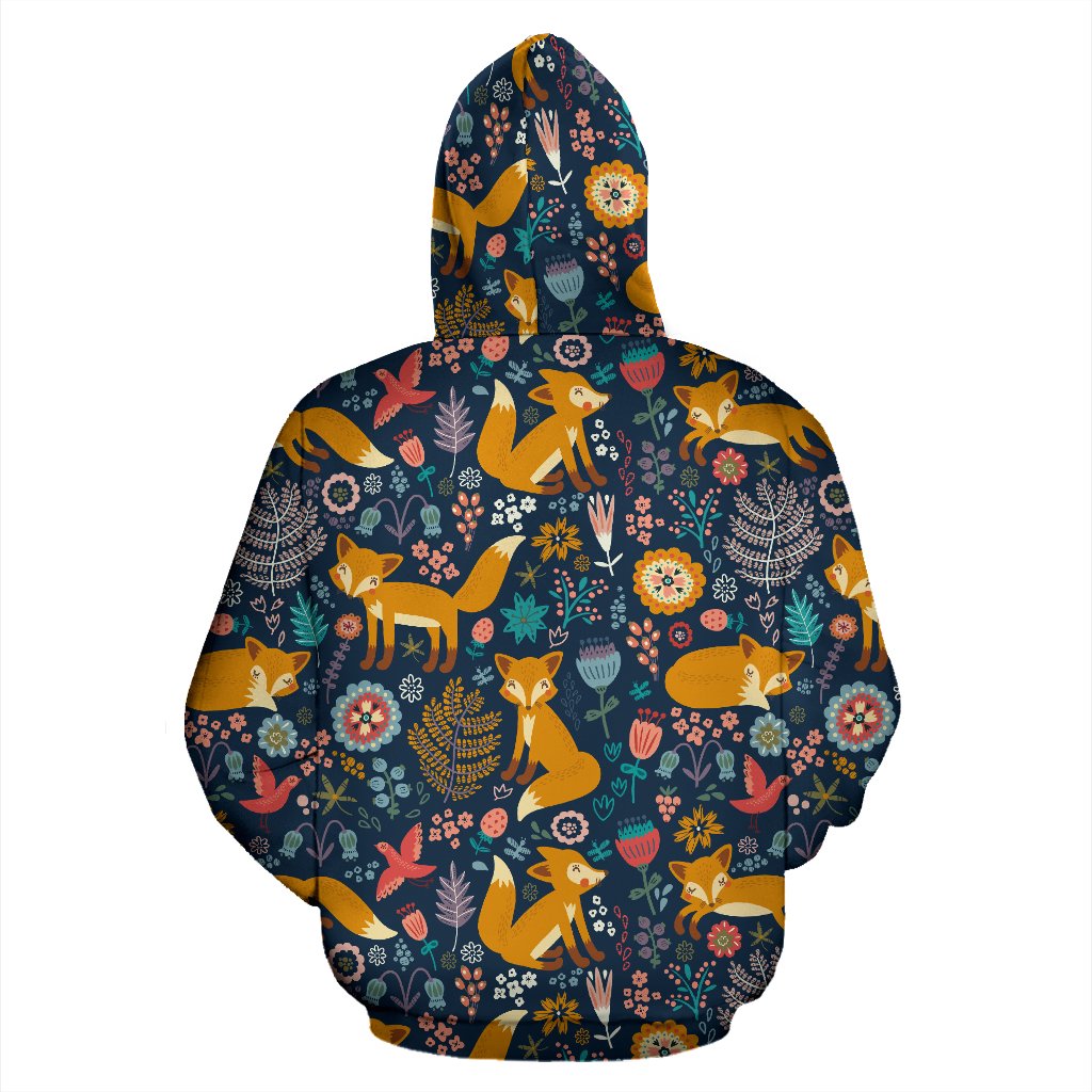 Fox Cute Jungle Print Pattern Zip Up Hoodie