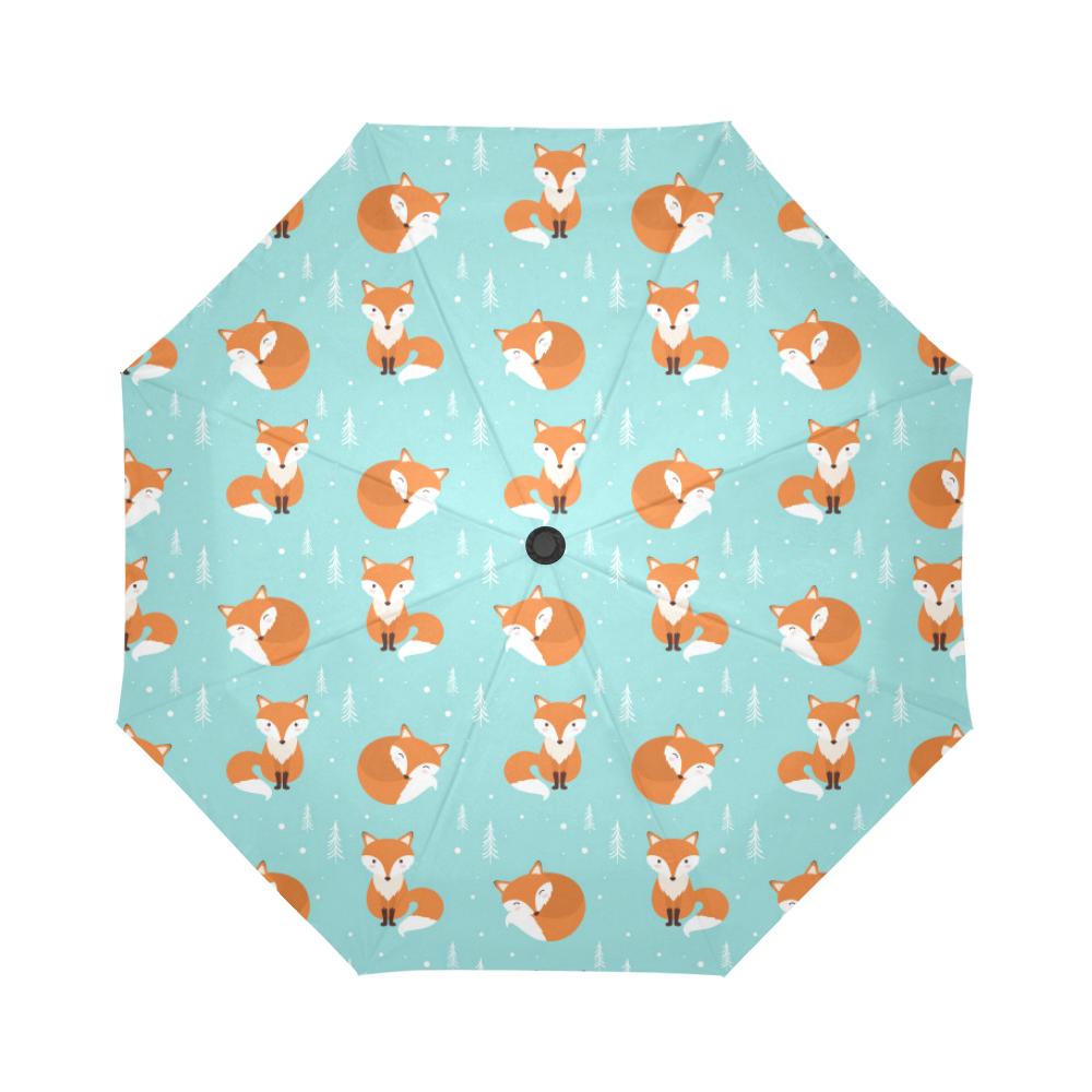 Fox Design Snow Print Pattern Automatic Foldable Umbrella