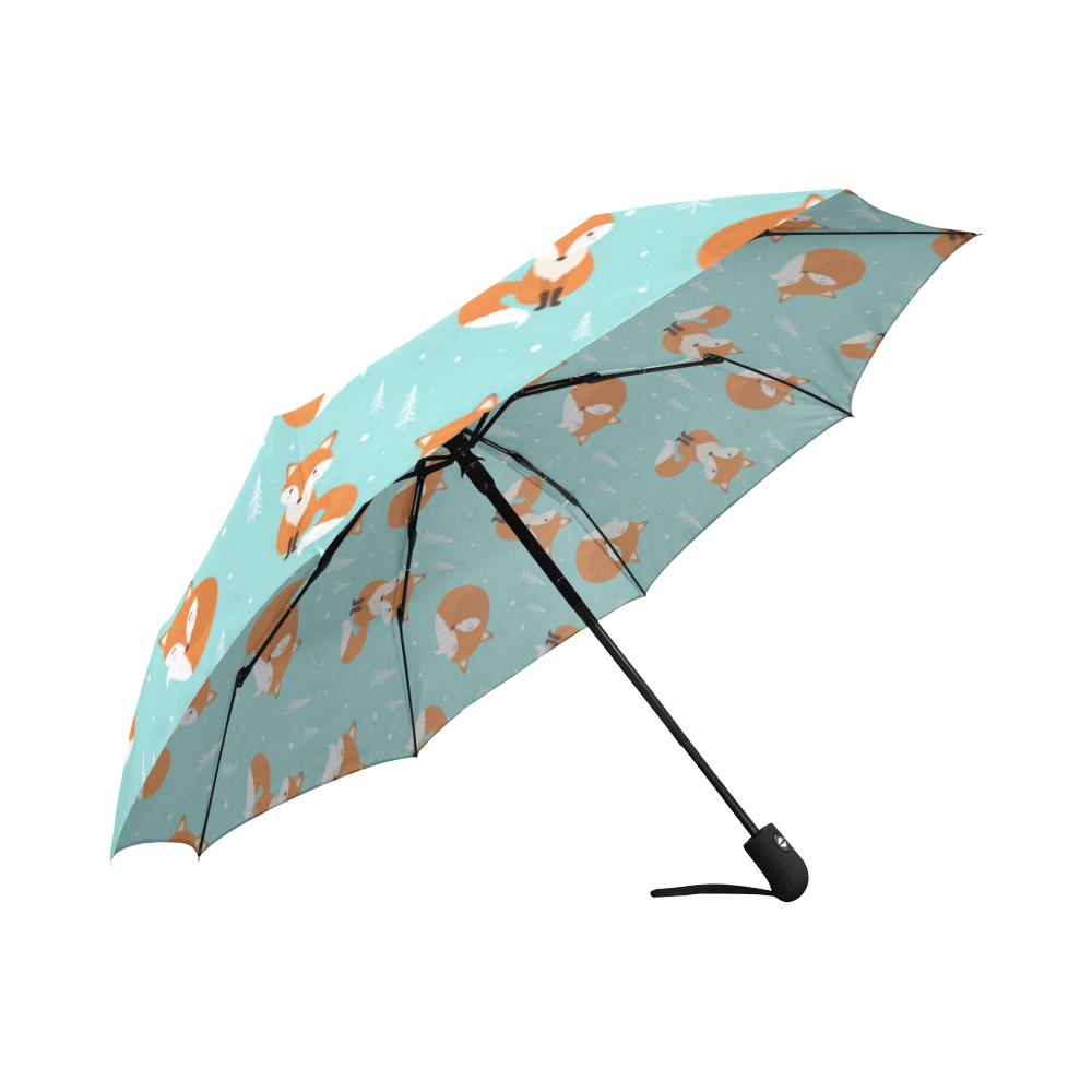 Fox Design Snow Print Pattern Automatic Foldable Umbrella