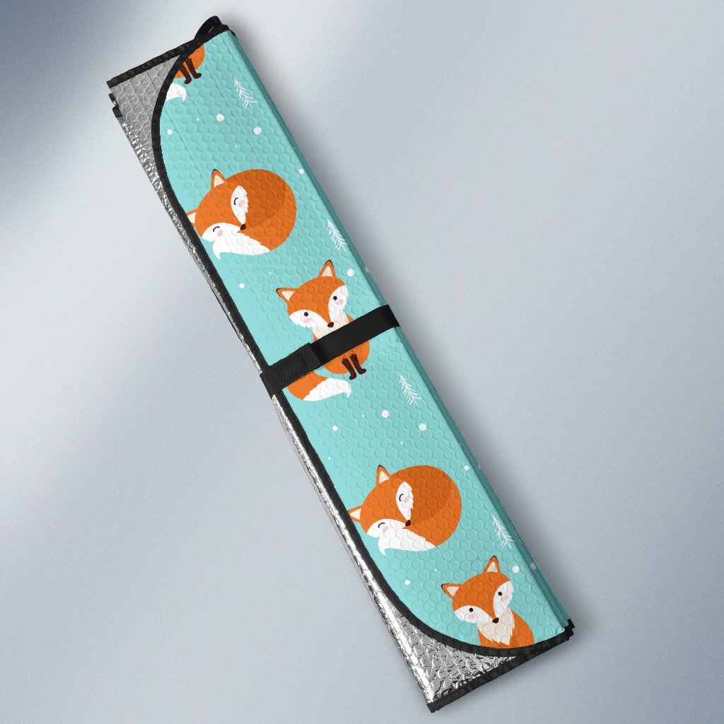 Fox Design Snow Print Pattern Car Sun Shade For Windshield
