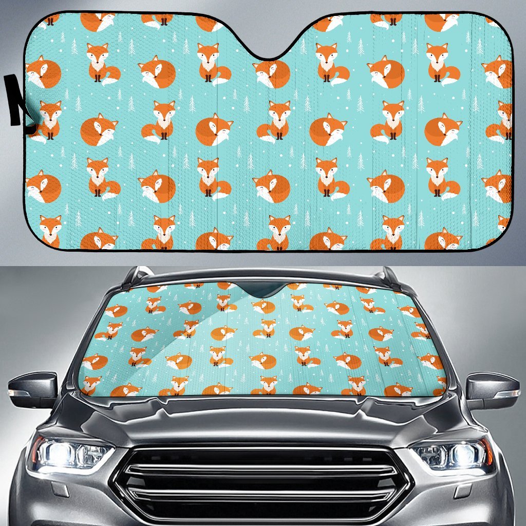 Fox Design Snow Print Pattern Car Sun Shade For Windshield