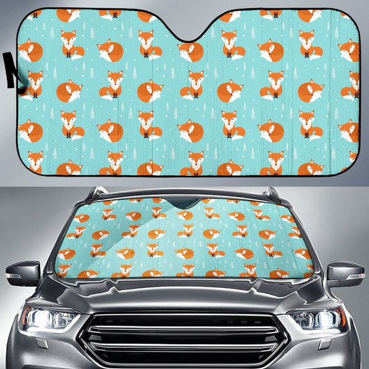 Fox Design Snow Print Pattern Car Sun Shade For Windshield