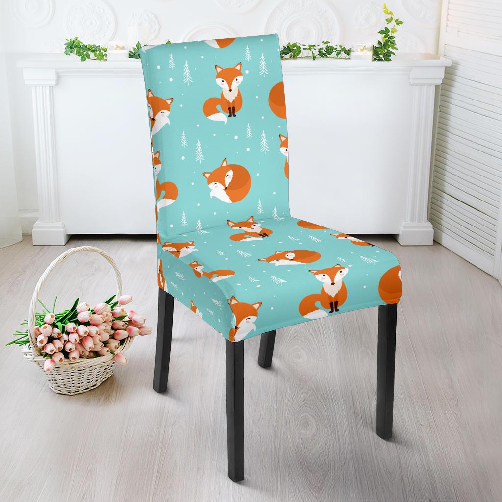 Fox Design Snow Print Pattern Dinning Chair Slipper-JTAMIGO.COM