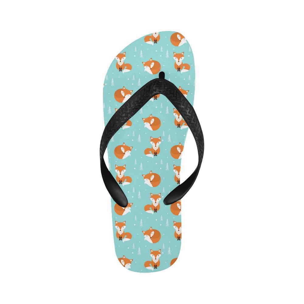 Fox Design Snow Print Pattern Flip Flops-JTAMIGO.COM