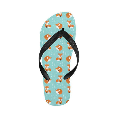 Fox Design Snow Print Pattern Flip Flops-JTAMIGO.COM