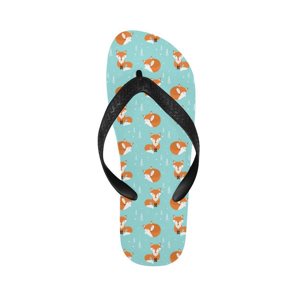 Fox Design Snow Print Pattern Flip Flops-JTAMIGO.COM