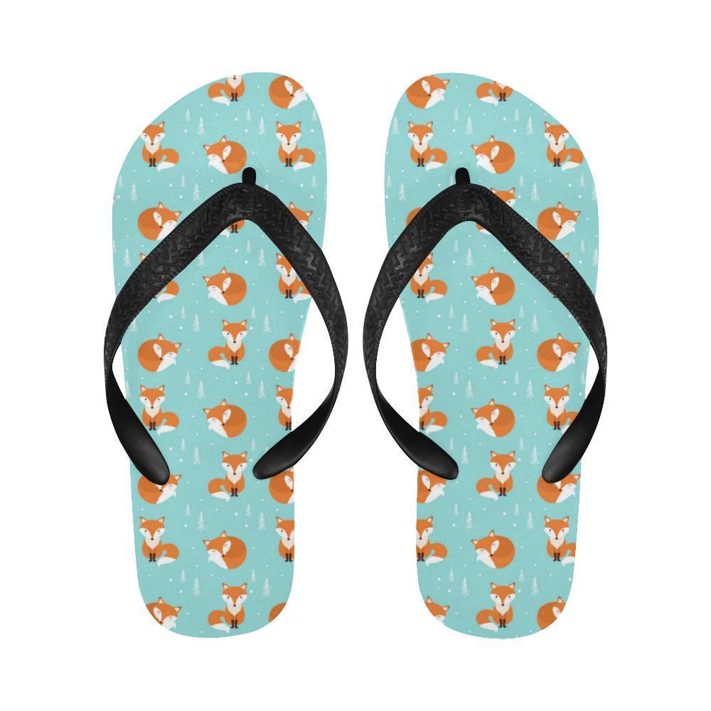Fox Design Snow Print Pattern Flip Flops-JTAMIGO.COM
