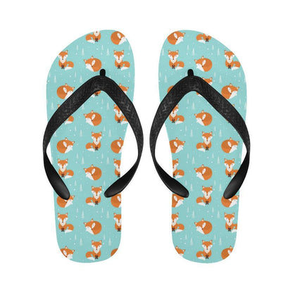 Fox Design Snow Print Pattern Flip Flops-JTAMIGO.COM
