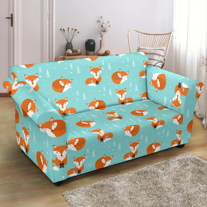Fox Design Snow Print Pattern Loveseat Slipcover-JTAMIGO.COM