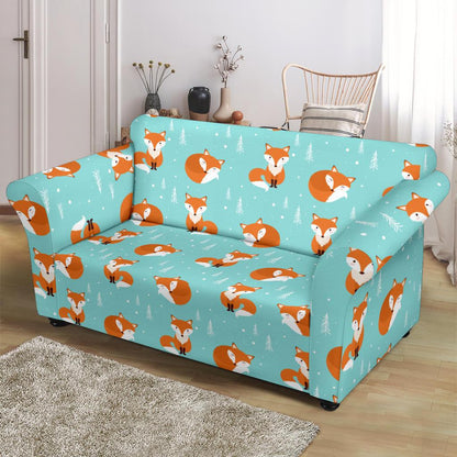 Fox Design Snow Print Pattern Loveseat Slipcover-JTAMIGO.COM